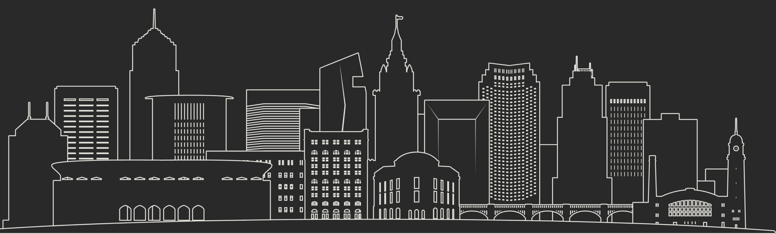 Cleveland Landscape Sketch with Darker Background